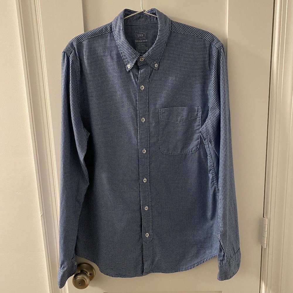 Save Khaki United Blue Houndstooth Button Down